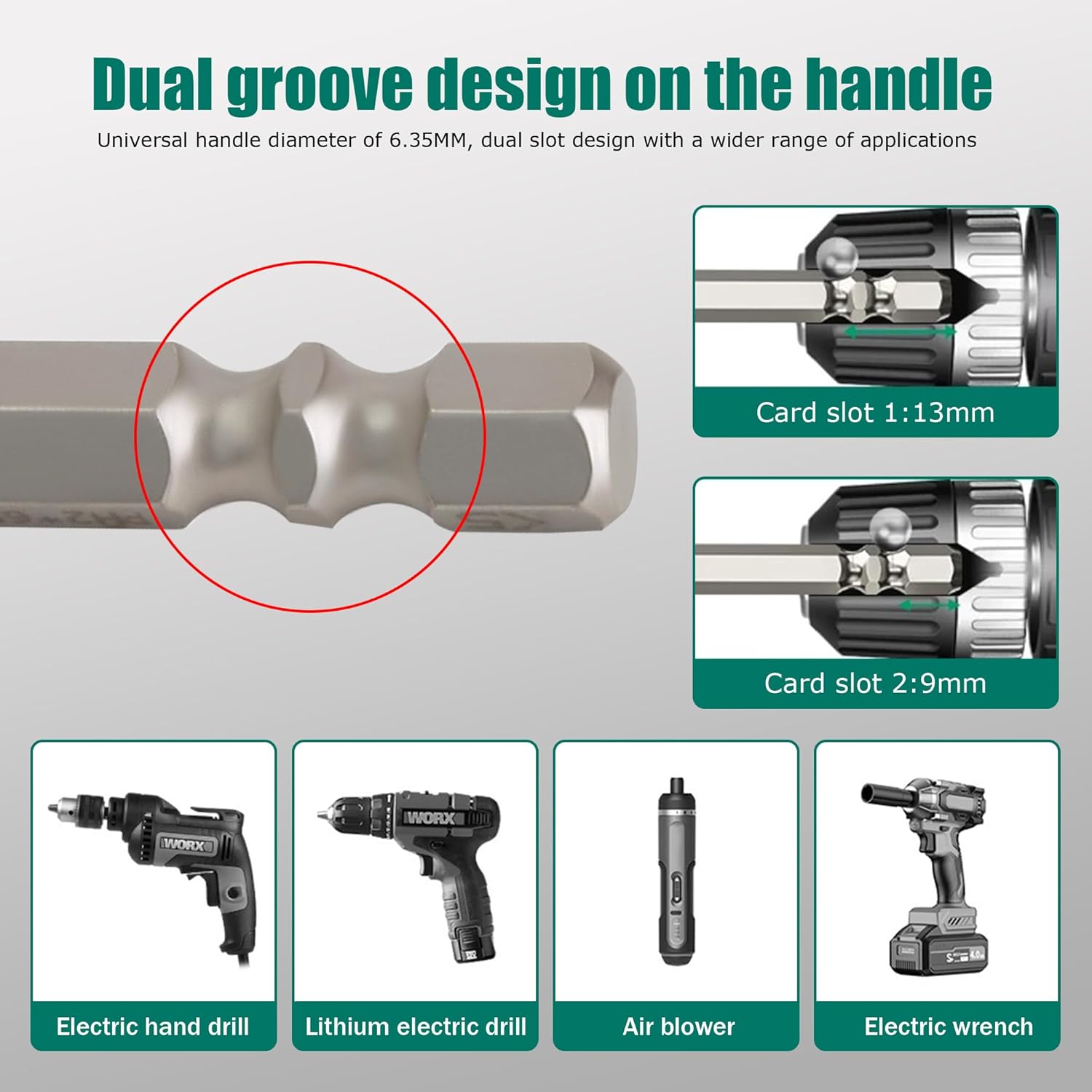 High Magnetic Durability Screwdriver Drill Bit Set, Anti-Slip Drill Bit Accessories（25mm-150mm 6pcs）