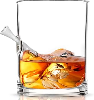 Hole in One Golf Tee Whiskey Glasses - Original Handcrafted Embedded Barware (10 oz) - Ideal for Wine Lovers, Men's Gifts, Boyfriend, and Rocks Drinkware - White