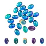 20 Pcs Oval Glass Cabochon Mood Beads, Changing Color Mood Charm Pendent, Flat Back Loose Beads no Hole for Jewelry Making Ornaments (Oval 13x18mm)
