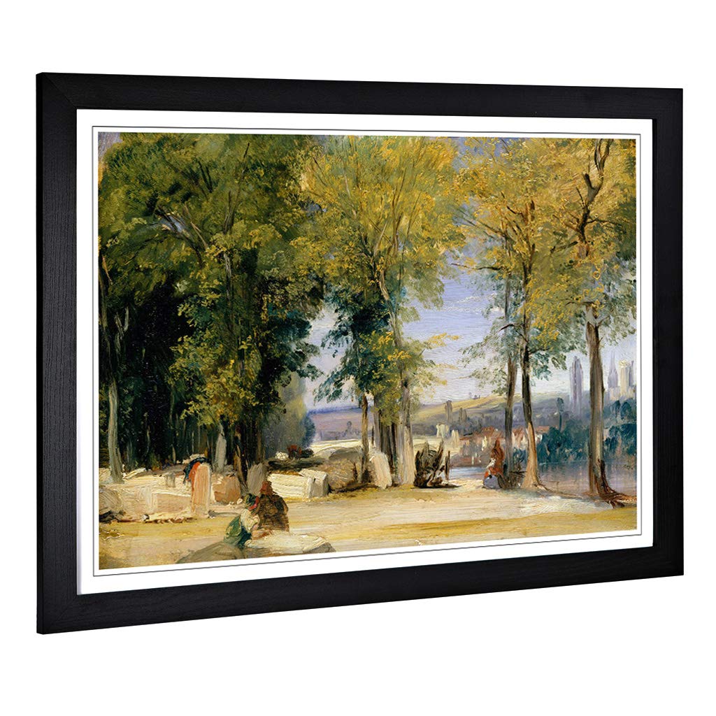 Big Box Art Framed Print of Richard Bonington View Near Rouen Design | Wall Art Picture | Home Decor for Kitchen, Living Room, Bedroom, Hallway, Black, A2 / 24.5x18 Inch / 62x45cm