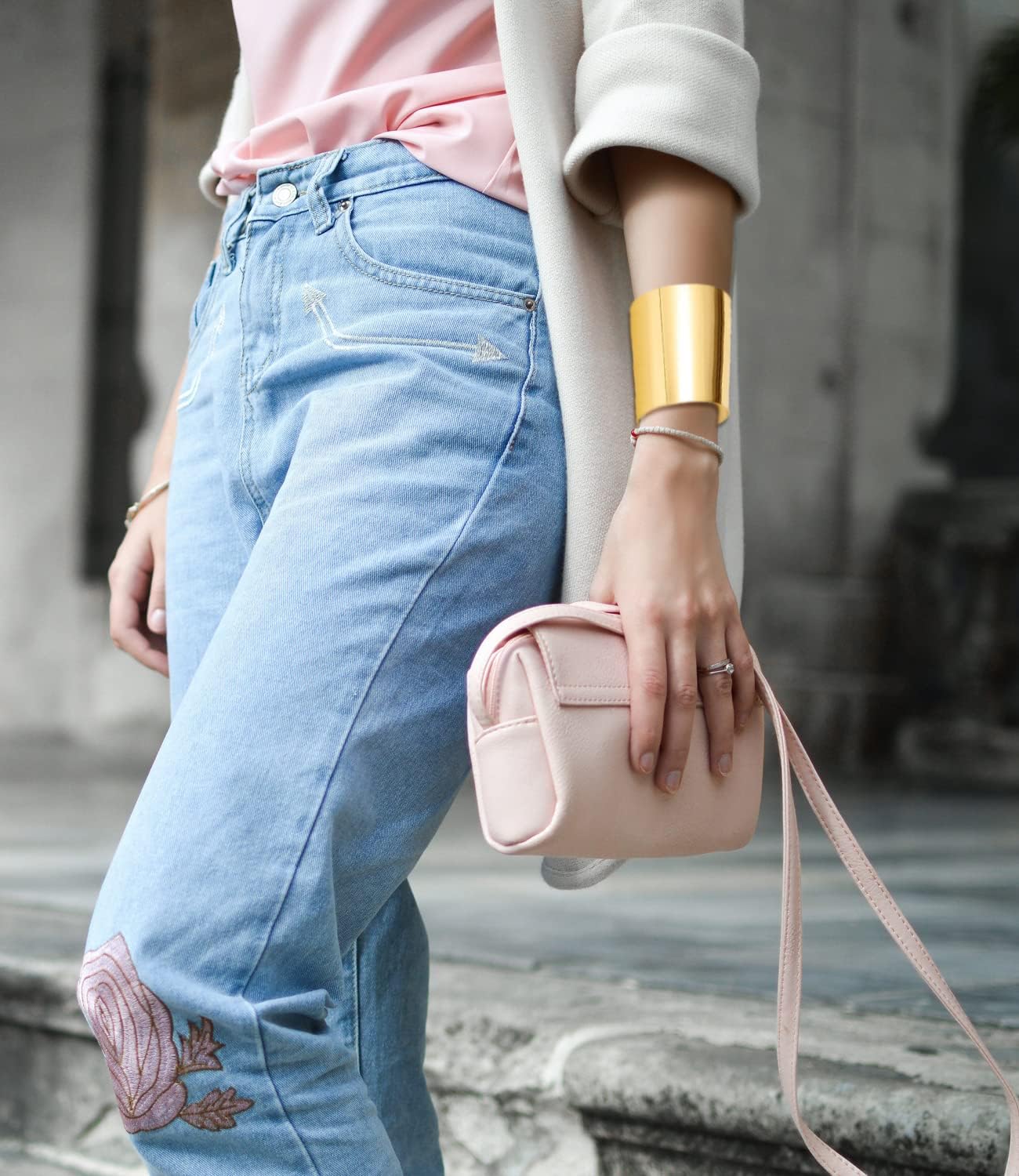 COLOYAN 6Pcs Gold Arm Cuff Set - Adjustable Minimalist Simple Coil Bangle Wide Wire Grooved Cuff Open Arm Band Bracelets for Women - Image 6