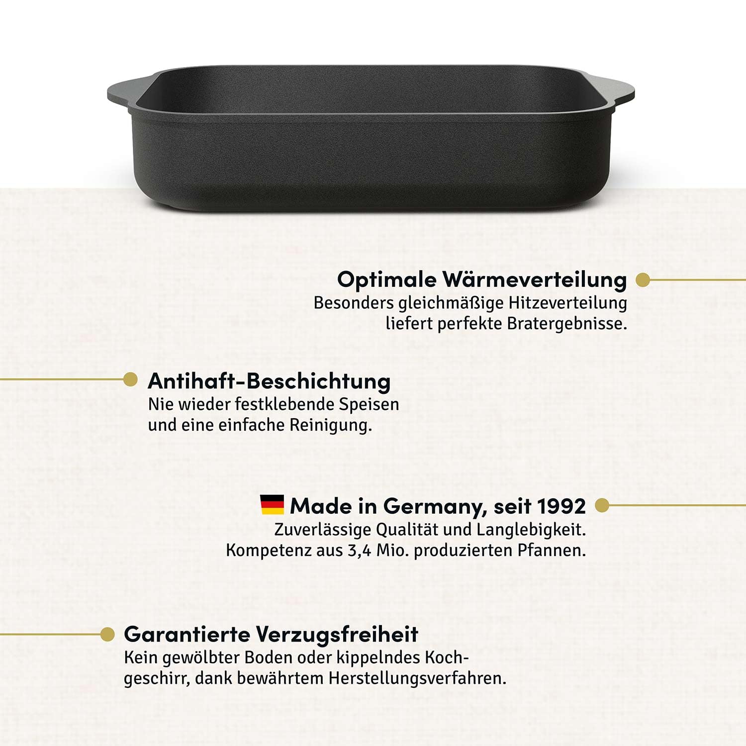 Hoffmann Aluguss Bratreine Auflaufform Induktion I Bräter Rechteckig 32x 24,5 x 6 cm Innenmaß I Auflaufblech Lasagneform Backofenform I Backform Induktionsgeeignet