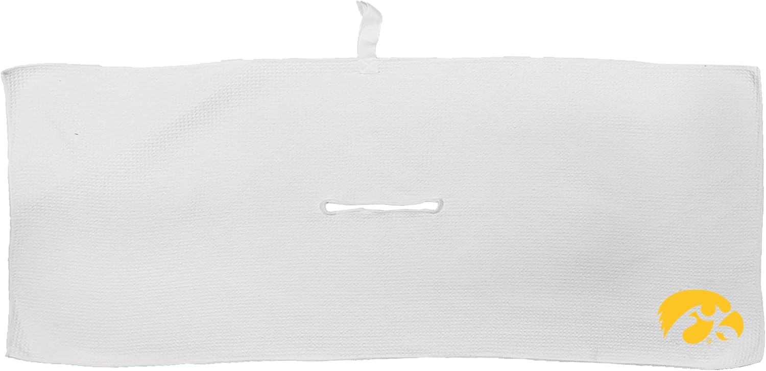 Team Golf NCAA NCAA Microfiber Towel - 16" X 40" (White) with Carabiner Clip, Premium Microfiber with Deep Waffle Pockets- Superior Water Absorption and Quick Dry Golf Cleaning Towel