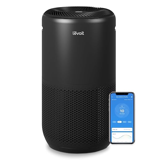 LEVOIT Air Purifiers for Home Large Room Up to 1733 Ft² With HEPA Sleep Mode, AHAM VERIFIDE, Auto Mode, Air Quality Monitor, Smart WiFi, 3-in-1 Filter For Pet Allergy, Smoke, Dust, Core 400S-P, Black