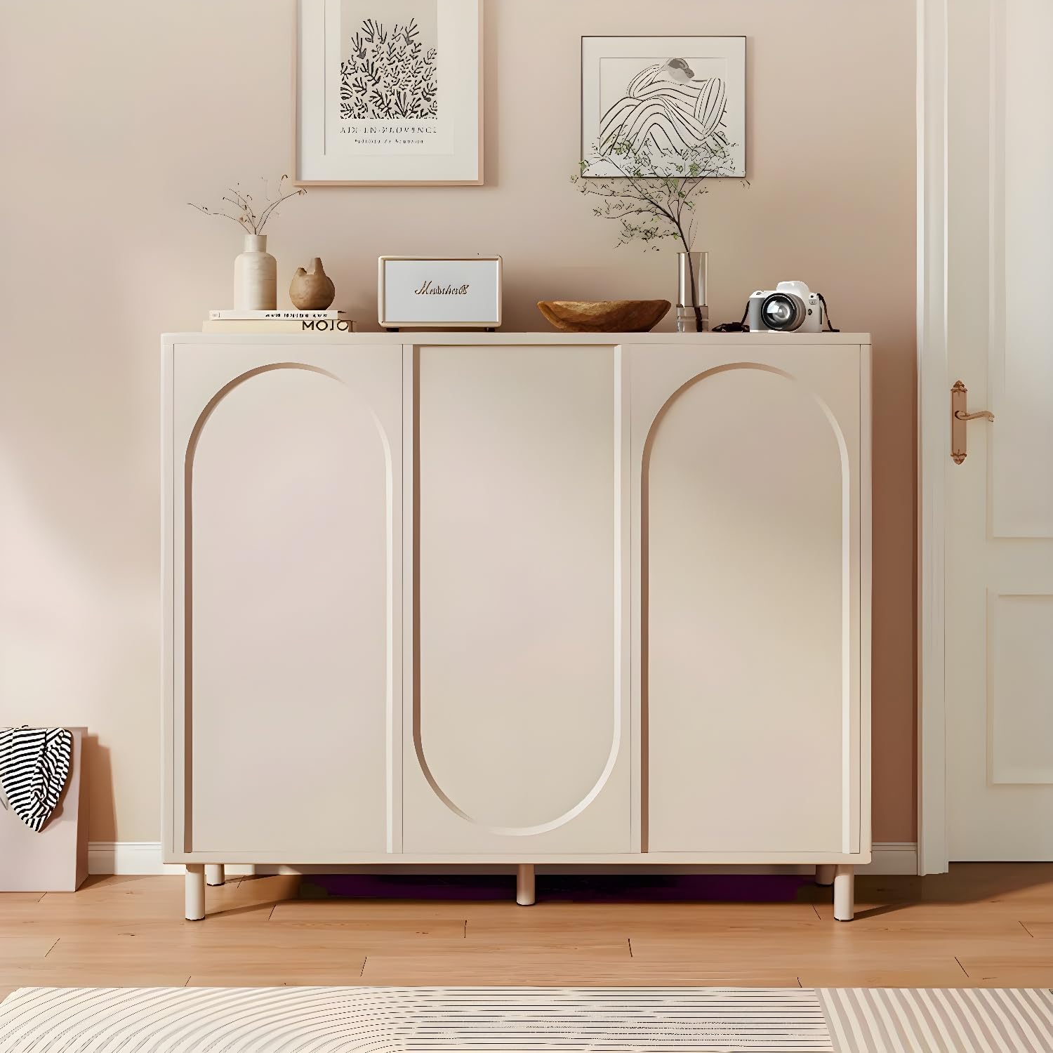 Amazon.com: LITFAD Shoe Rack Modern Cream White Shoe Shelves Multi ...