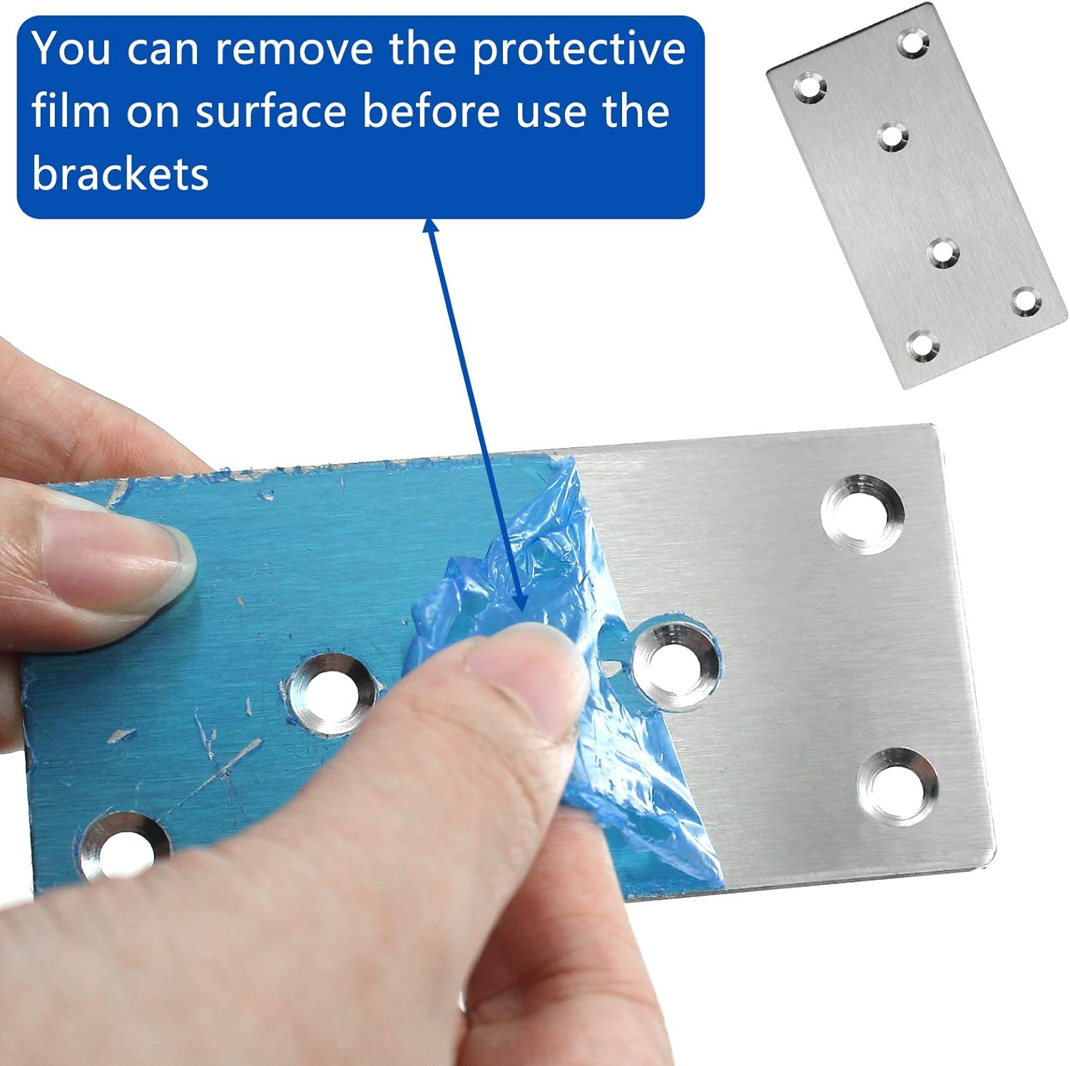 BokWin 4Pcs Stainless Steel Mending Plates, 100 x 50 x 2mm Heavy Duty Straight Metal Brace, Mending Flat Bracket Repair Plate with Screws for Wood, Furniture, Shelves, Cabinet（4x2inch