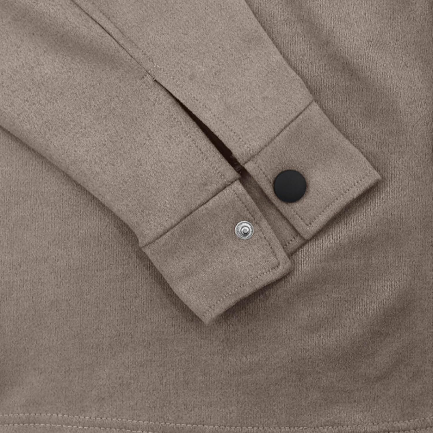 Cargo Tracksuit Men 2 Piece Outfits Button Down Suede Jacket and Pants Sets Athletic Sweatsuit with Flap Pockets