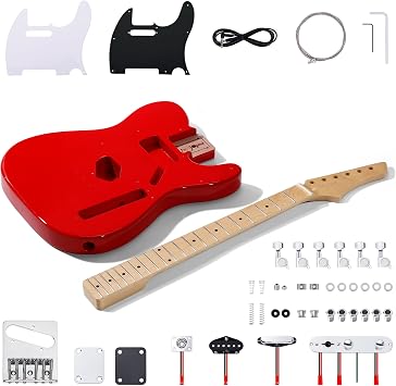 Leo Jaymz DIY TL Style Electric Guitar Kits,Spray-painted Mahogany Body,Maple Neck, including all Components TL Carnival Red New