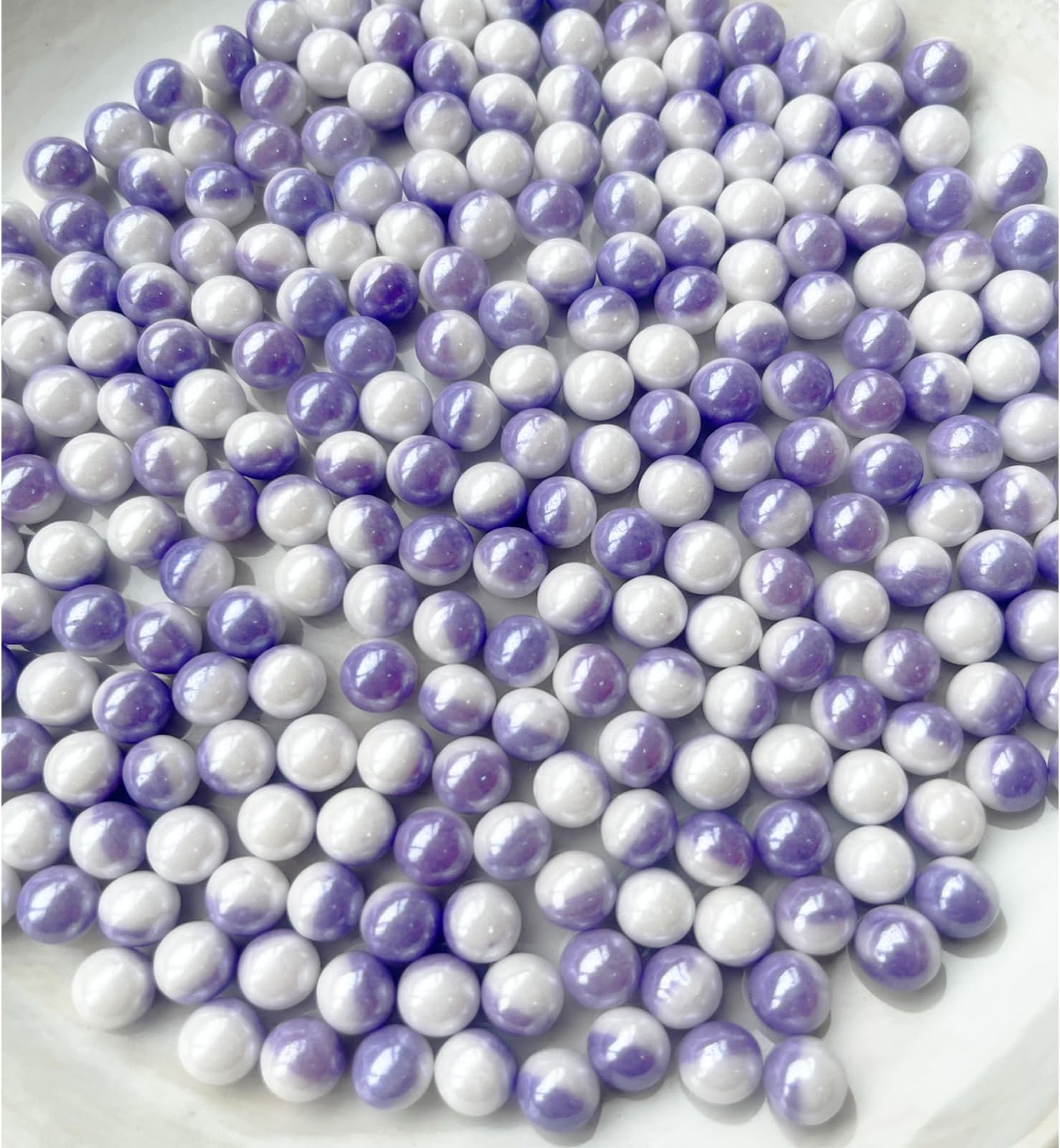 Edible Purple White Pearl Sugar Sprinkles Candy Baking Edible Cake Decorations Cupcake Toppers Cookie Decorating Celebrations Wedding Shower Party Chirstmas Supplies 100g/ 3.5oz