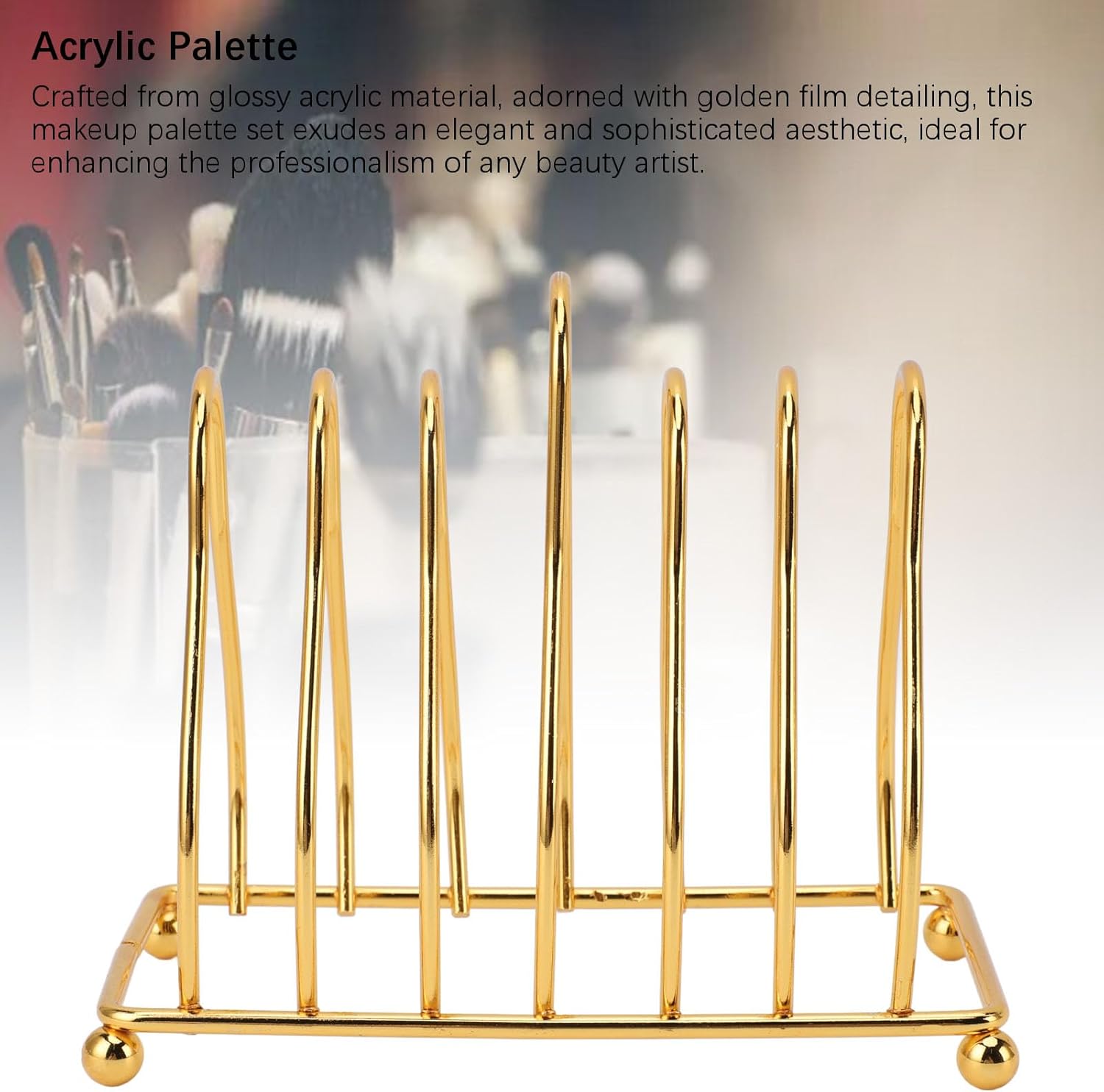 Gold Palette Rack, Acrylic Makeup Palette Organizer Carbon Steel Palette Coaster Holder Storage with 6Pcs Hexagonal Color Mixing Trays for Nail Art Concealer Pigment Blending