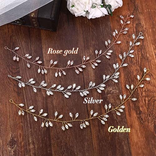 Miniatura 2 de Jeairts Tocado de novia con diamantes de imitación para el cabello de boda, con purpurina, accesorios para el cabello nupcial para mujeres