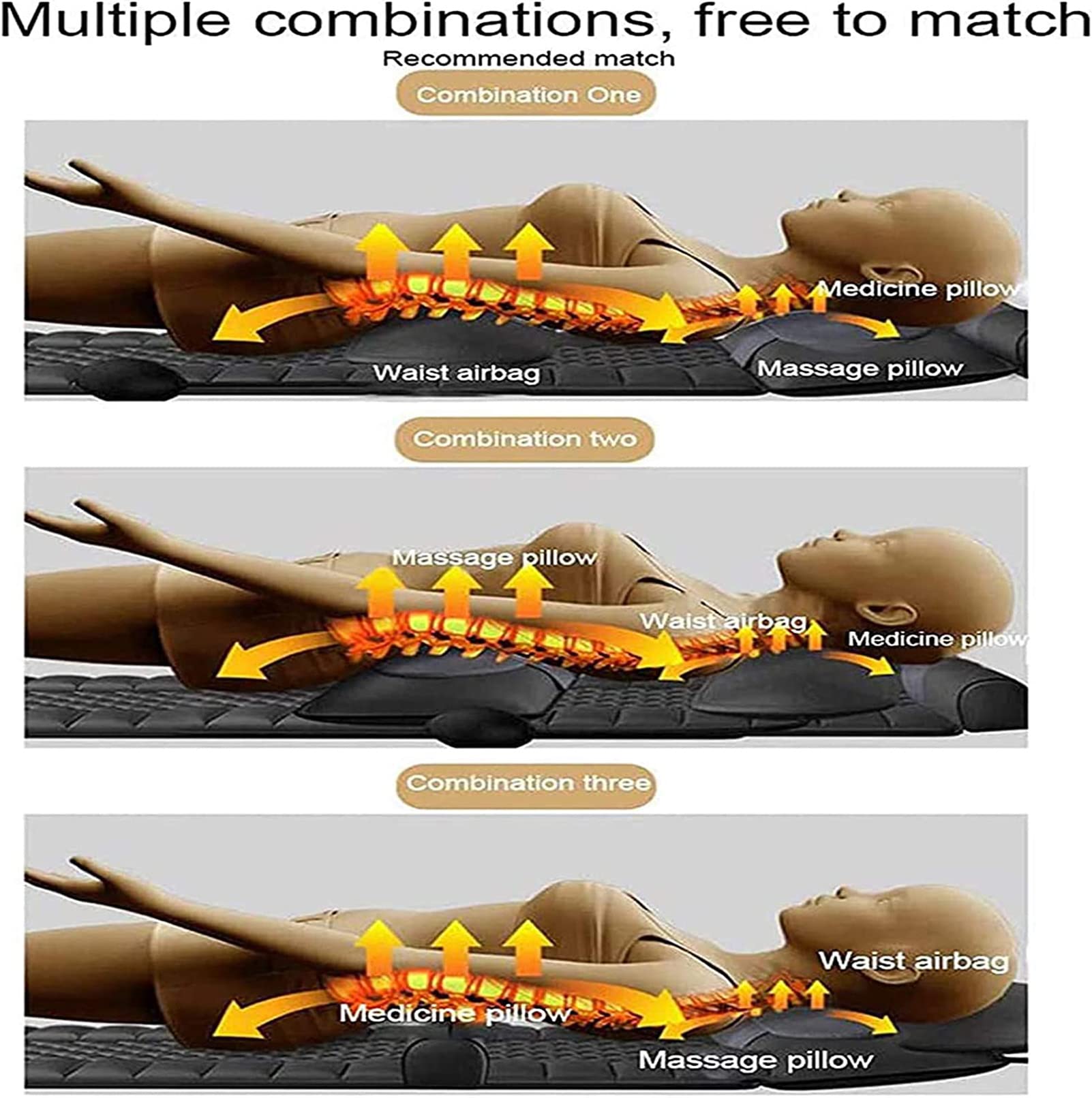 Colchonetas De Masaje De Cuerpo Completo, Cojín De Silla De Masaje Multifuncional con 10 Motores, 9 Modos De Masaje Y Calefacción, para Dolor De Espalda, Relajación De Dolores Musculares
