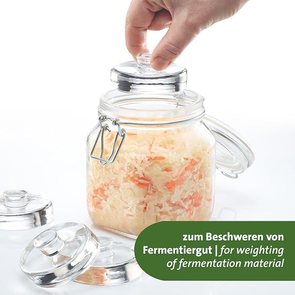 Westmark Lot de 4 poids de fermentation - Kit de fermentation composé de 4 poids pour fermentation - Poids en verre en deux tailles - Accessoires pour fermentation - Verre Ø 7 cm - 4