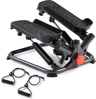 Sunny Health & Fitness SF-S0979SMART Twist Mini Stepper with Resistance Bands & Free SunnyFit App - Compact Home Cardio Machine