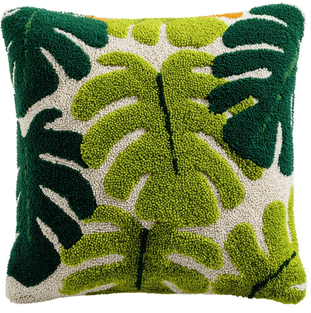 Kitquiver Latch Hook Kits for Adults Leaf Rug Cover Pillowcase Beginner DIY Needlework Embroidery Kits Handmade Set Craft Sofa Home Decor 43X43Cm