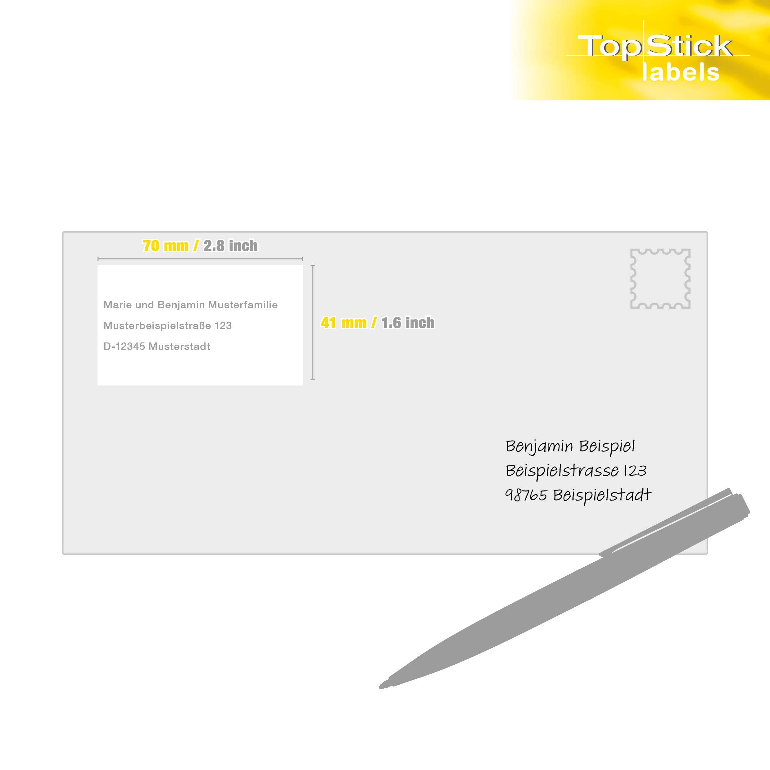 TopStick 8707 Etykiety adresowe, 21 etykiet na arkusz A4, 70 x 41 mm, 21000 etykiet, samoprzylepne, naklejki do drukarek laserowych i atramentowych, białe