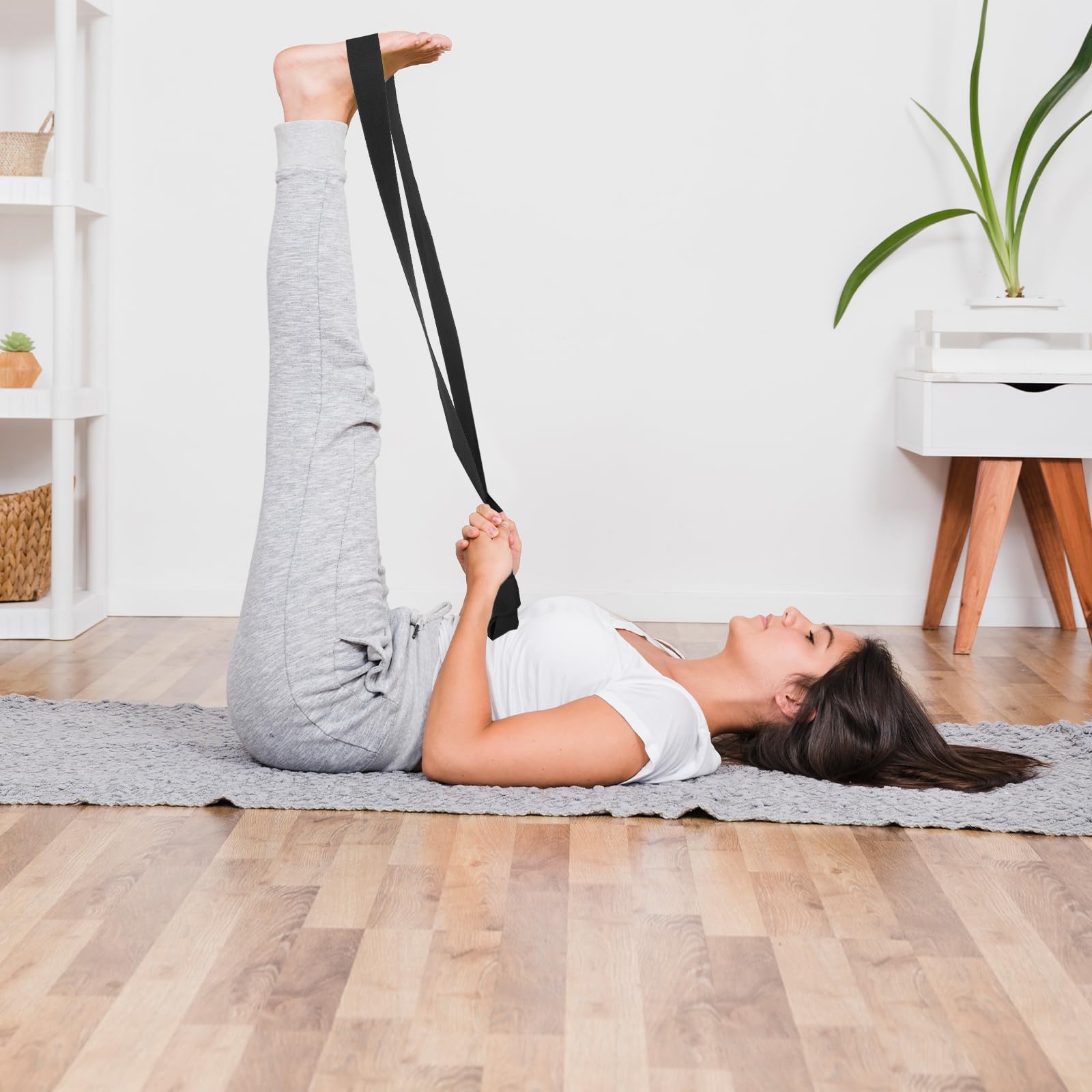 TIESOME Mata do jogi, pasek do noszenia, regulowany pasek do jogi, pasek do noszenia we wszystkich rozmiarach, elastyczny pasek do jogi, do pilatesu, rozciągania i fitnessu, czarny, 160,62 x 1,57 cala