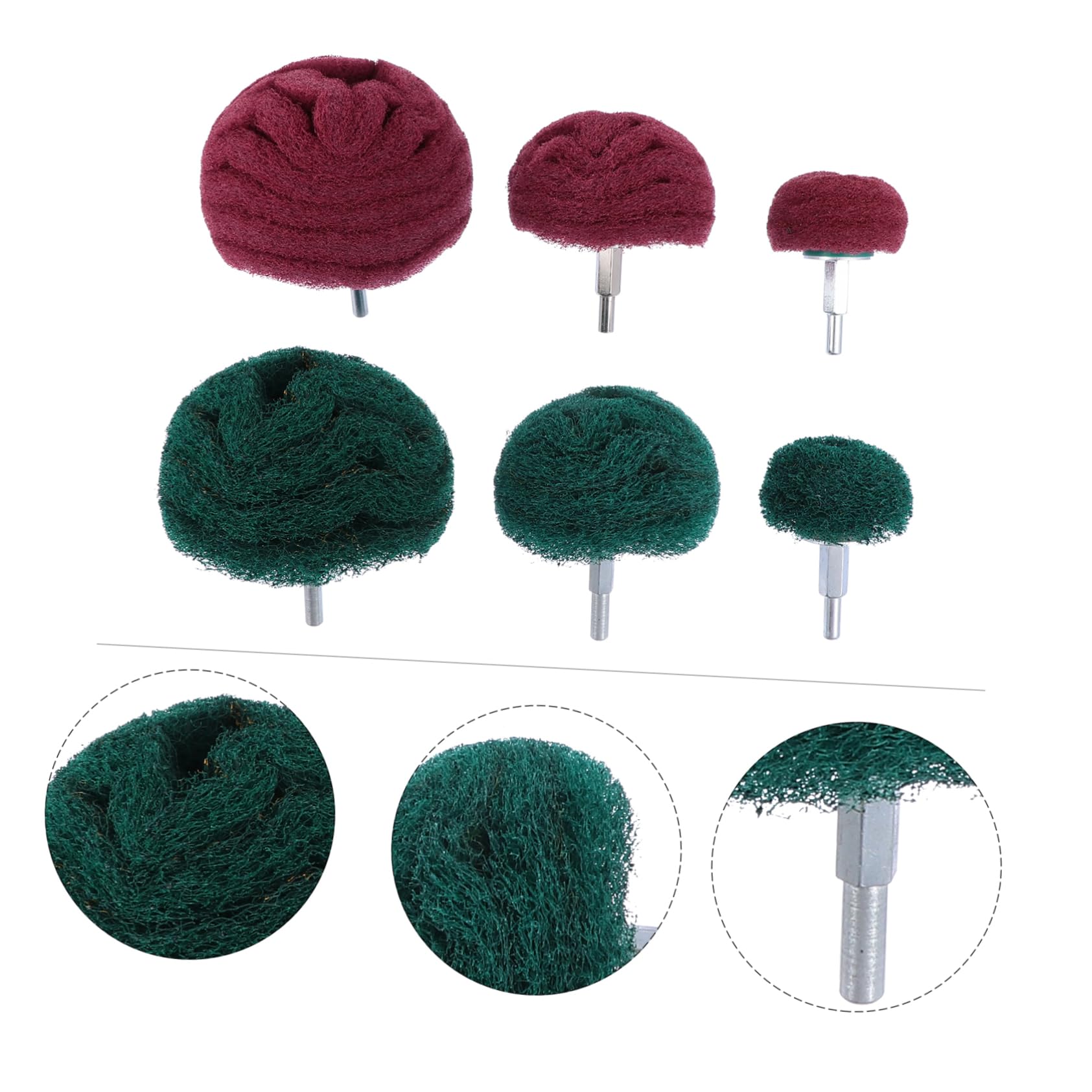 PRETYZOOM 6 Pack of Buffing Wheel Set: Abrasive Sanding Head Polishing Brush Parts for Finishing
