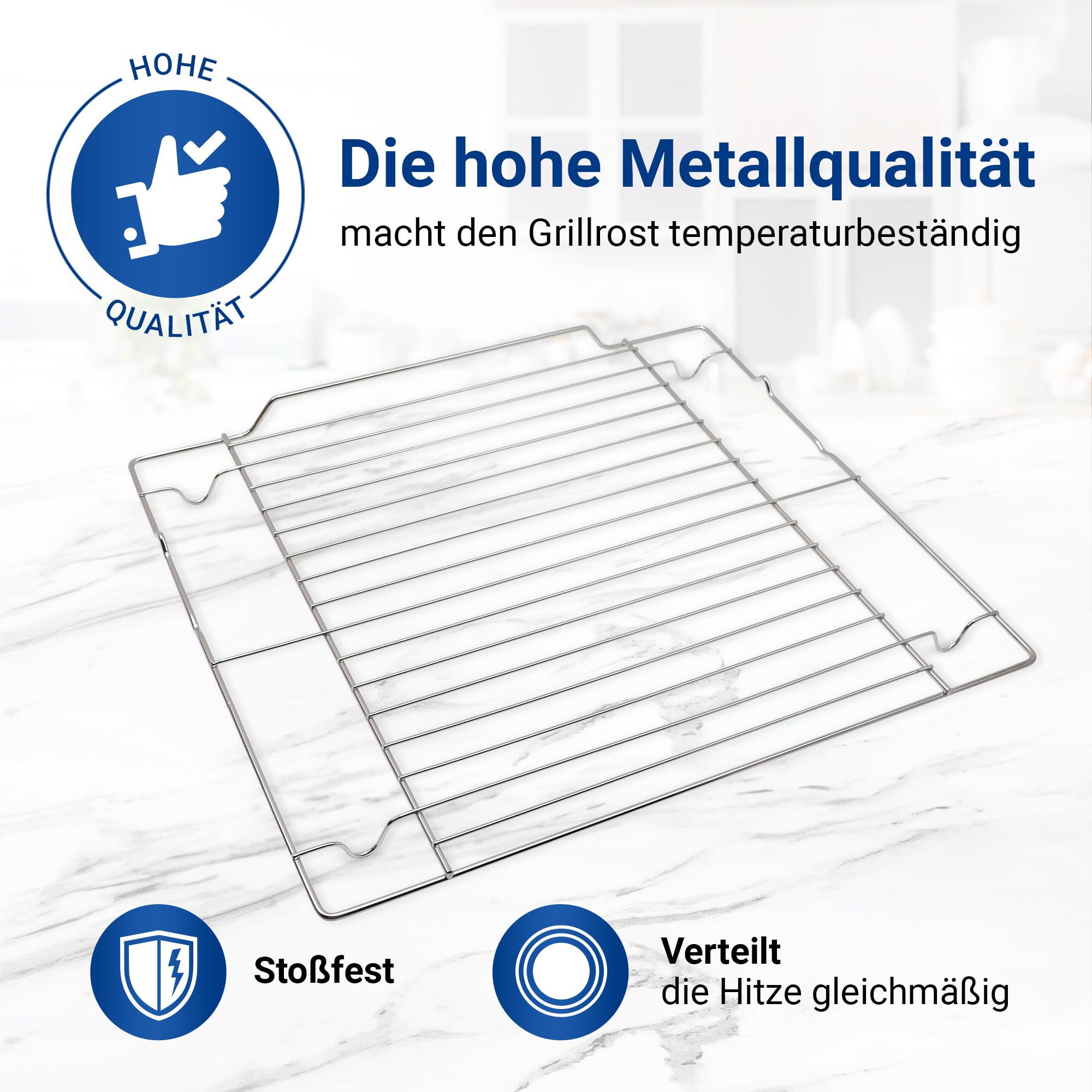 VIOKS Grillrost Grillgitter Backofen Ersatz für Amica 8056826 Backrost | Backofenrost Rost Gitter Backgitter Metallrost Ofenrost Ofengitter Backofengitter Gitterrost, 430x375mm, für Herd