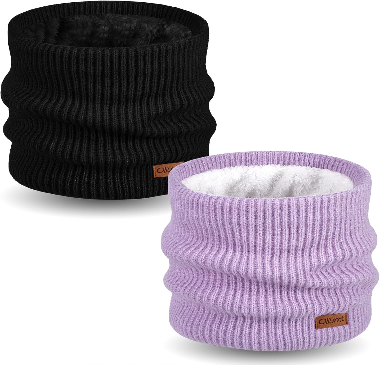 Kids Neck Warmer Winter Neck Gaiters Knitted Infinity Scarf for Boys Girls Fleece Lined Ski Mask for Cold Weather