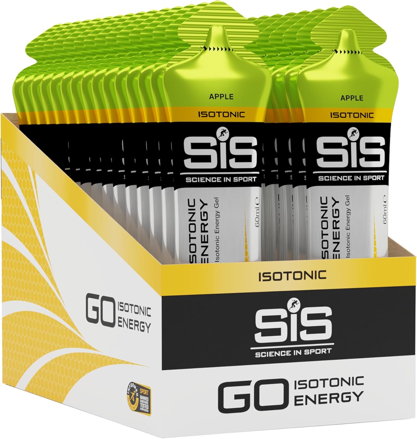 Science in Sport GO Isotonic Energy Gel - Fast-Acting Liquid Carbohydrate Gel for Instant Energy - Sports Nutrition - Gluten-Free & Vegan - Apple Flavor - 30 Count