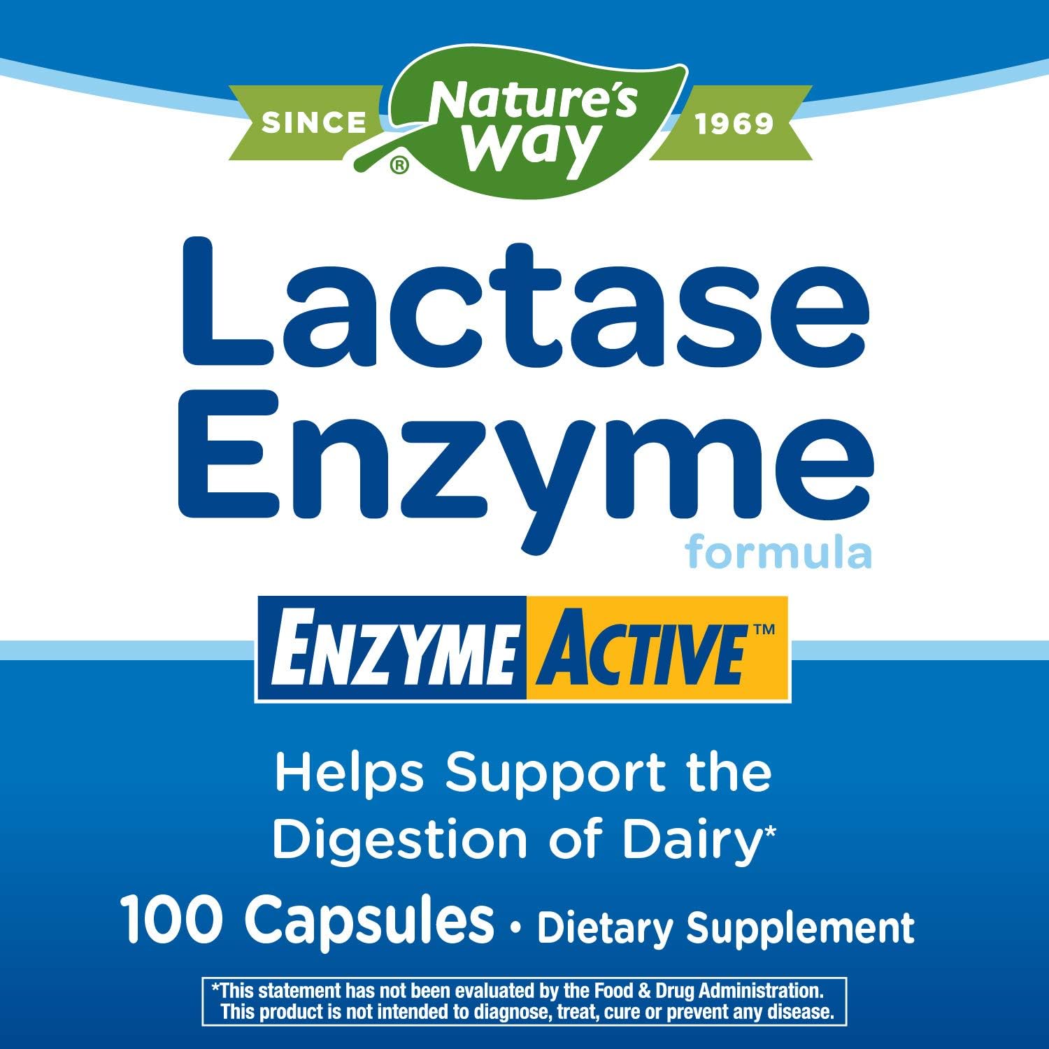Nature's Way Lactase Formula, Enzyme Active, 100 Capsules