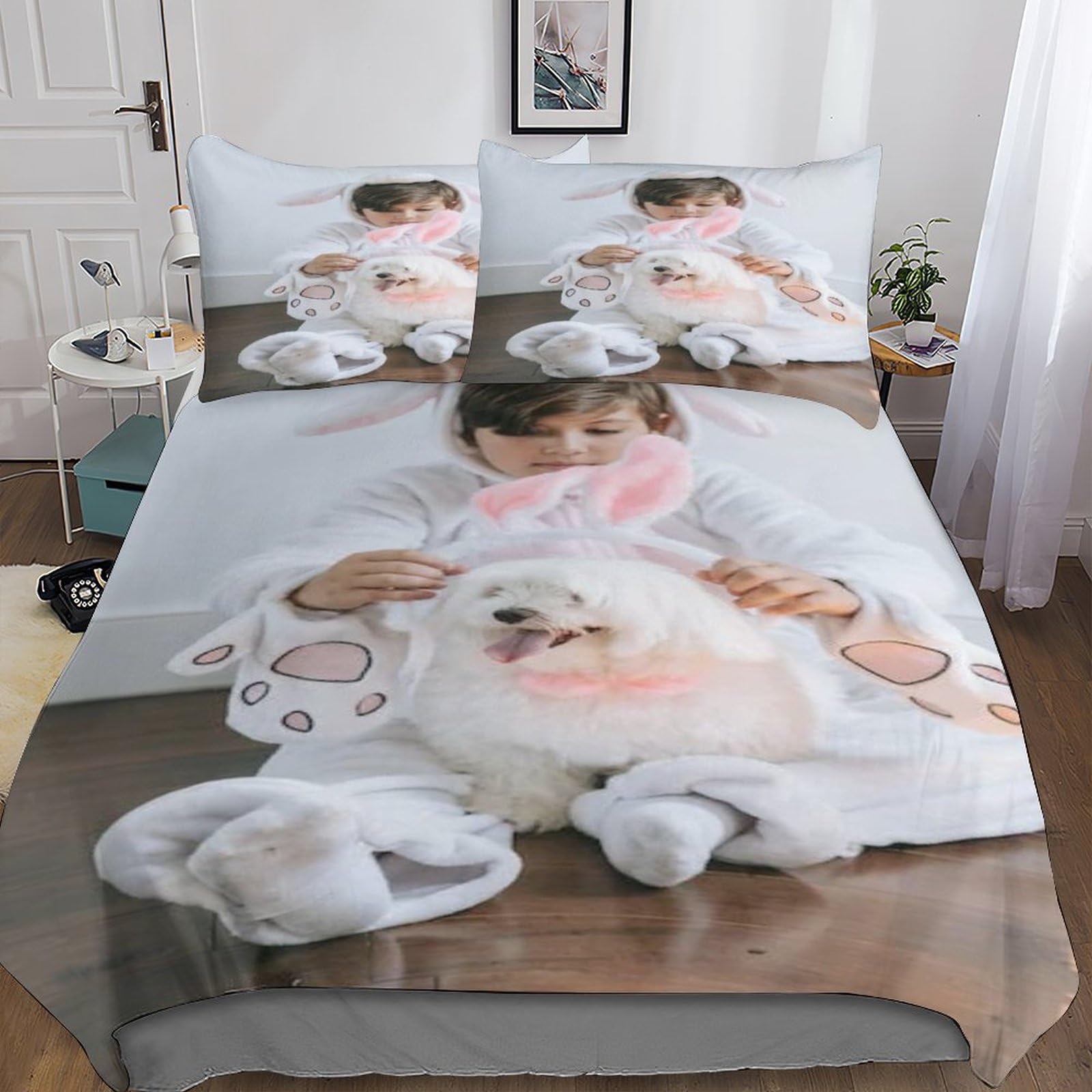 Couette personnalisée photo cadeau original pour lit king size 3 pièces microfibre