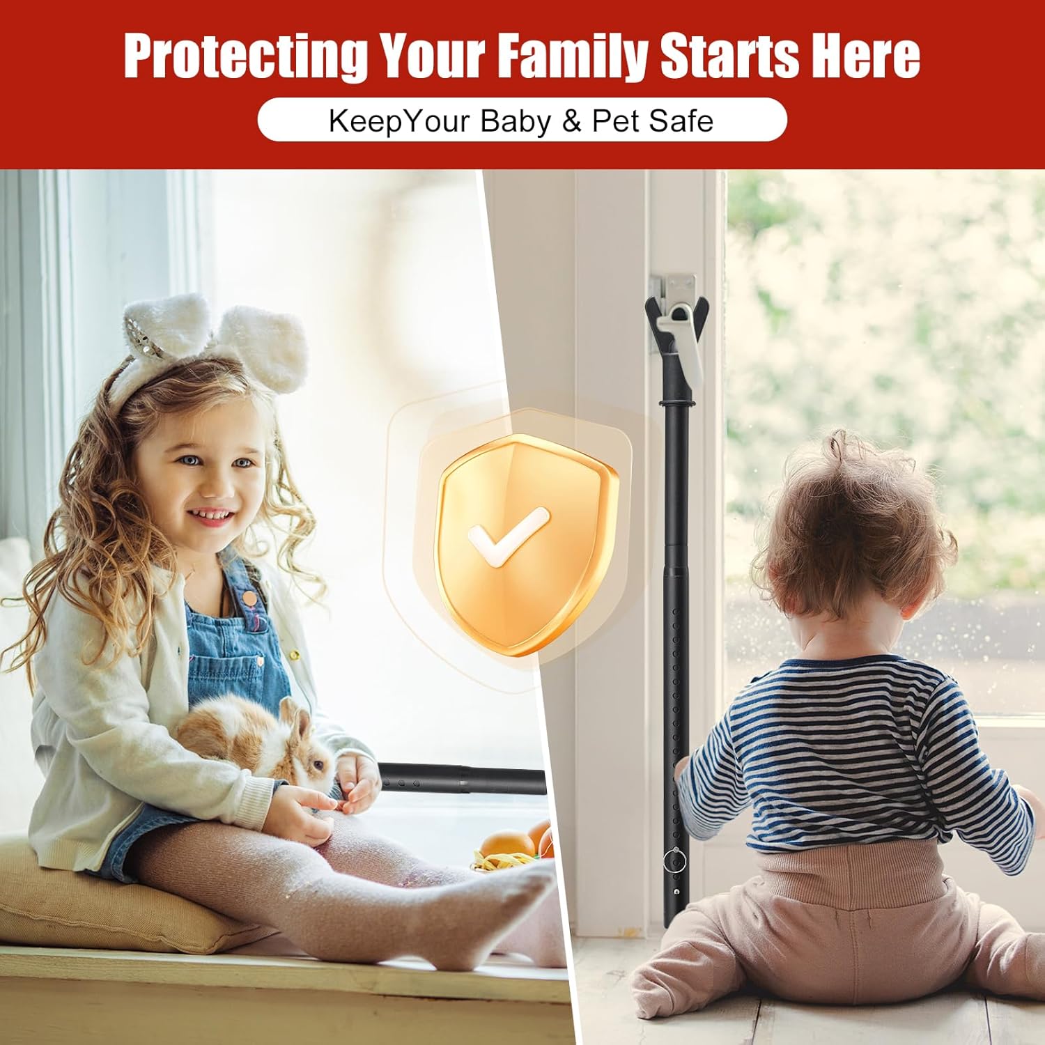 Door Security bar, 17-50.5'’ Adjustable Door Stopper Stick for Front Home Apartment Hotel Heavy Duty Safety Lock Blocker Screen Door Women Traveler(2 Pack,Black)