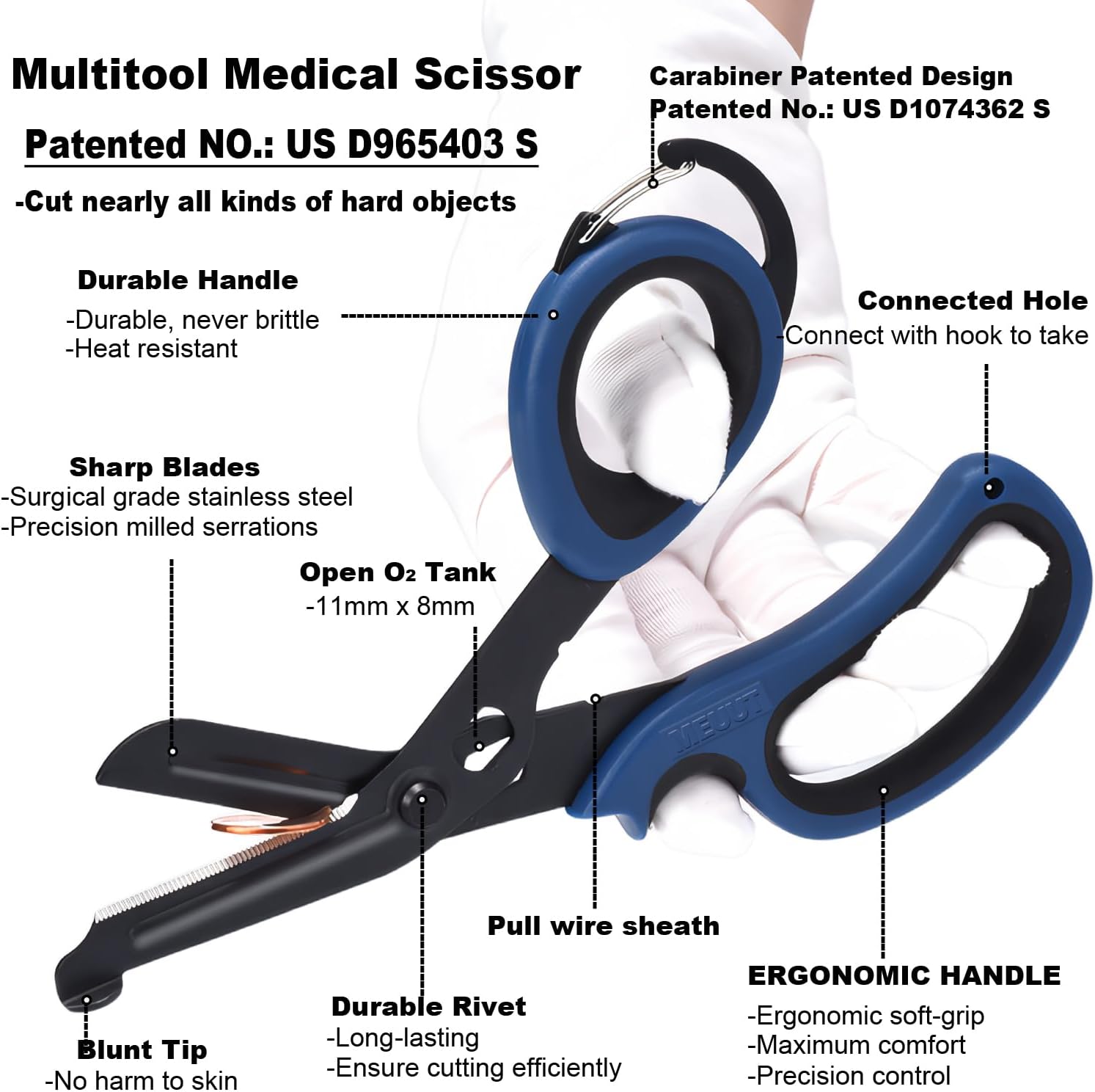 MEUUT Trauma Shears with Carabiner 3 Pack 7.5" Medical Scissors for Nurse