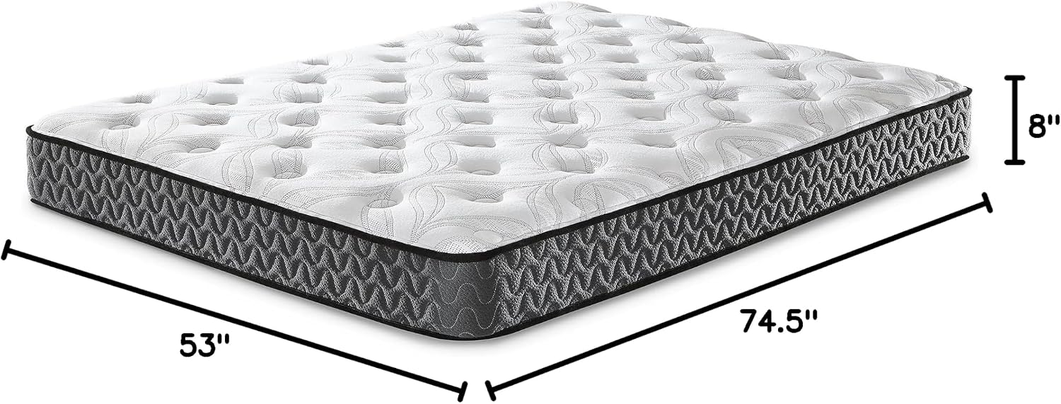 Signature Design by Ashley 8 Inch Bonnell Hybrid Firm Mattress for Edge Support, Full