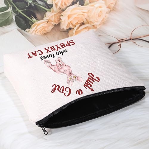 Miniatura 4 de POFULL Sphynx Cat Sphinx - Regalo para amantes de los gatos sin pelo Sphynx Cat Lover Lover - Solo una niña que ama Sphynx Cat Cosmetic Bags loves