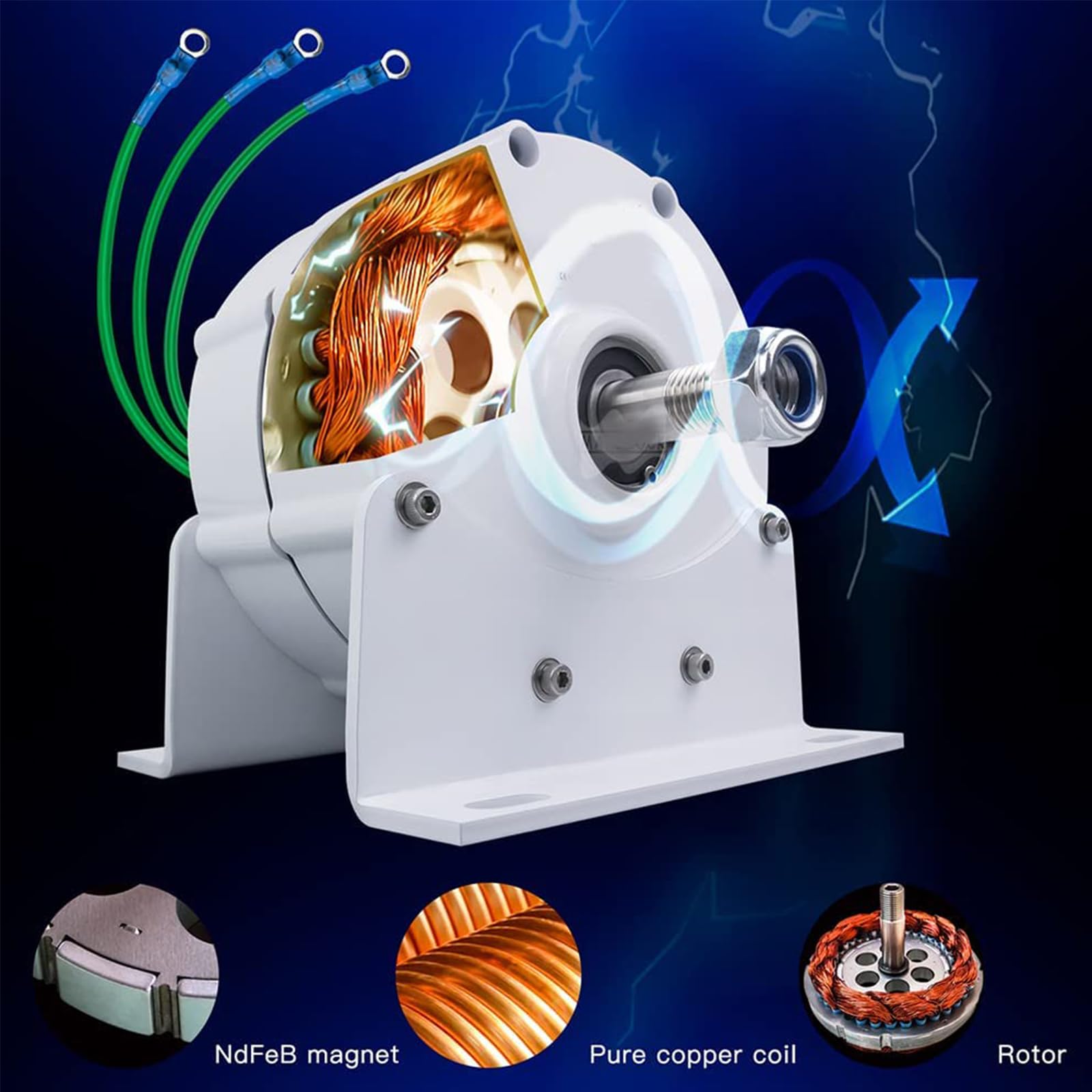Bezprzekładniowy generator magnetyczny stałego prądu 8000W kompaktowy alternator AC z kontrolerem do zastosowań w energii odnawialnej i systemach off-grid,220v