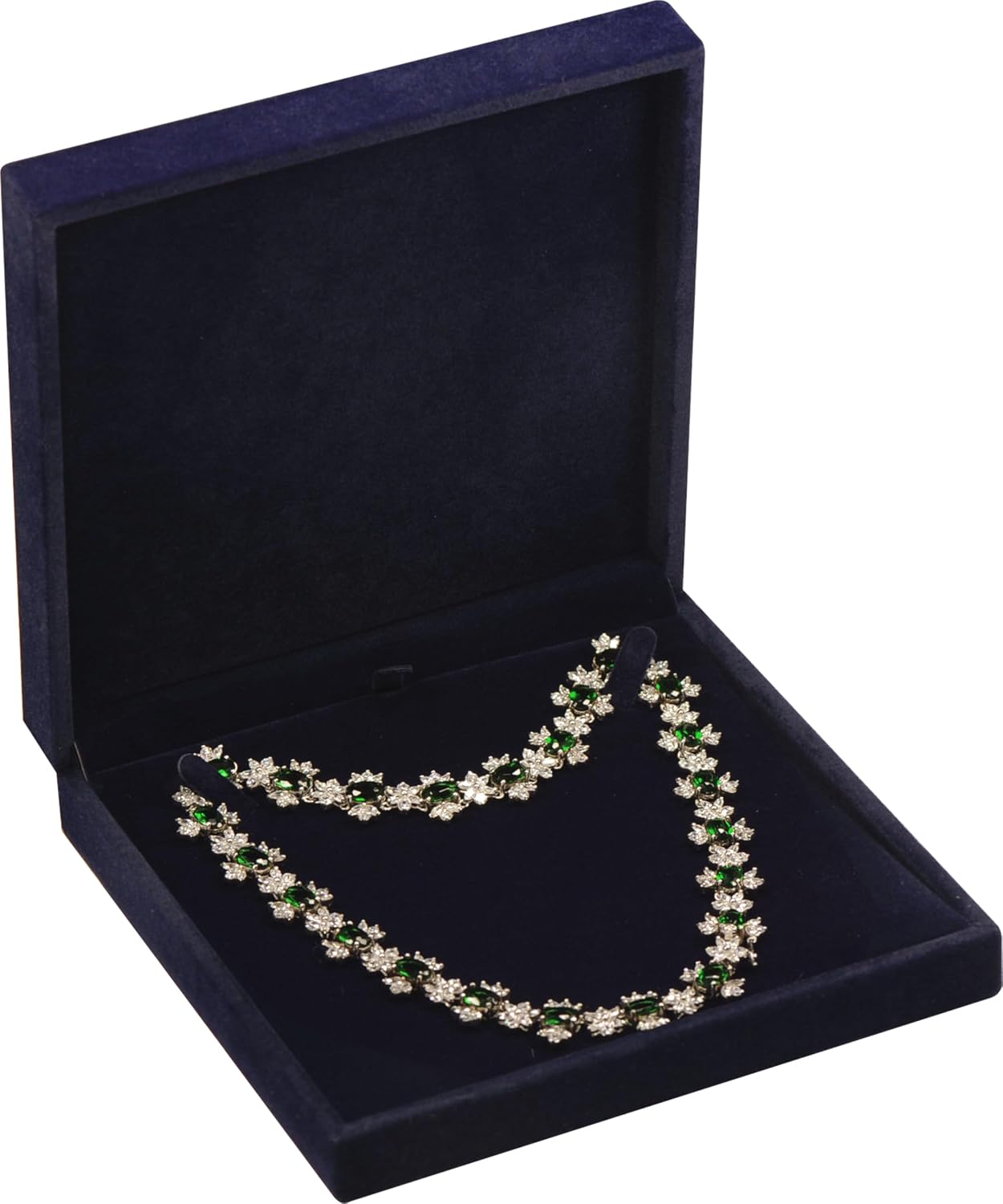 LAODA Navy Blue Velvet Big Necklace Gift Box Choker Pearl Chain Storage image 2