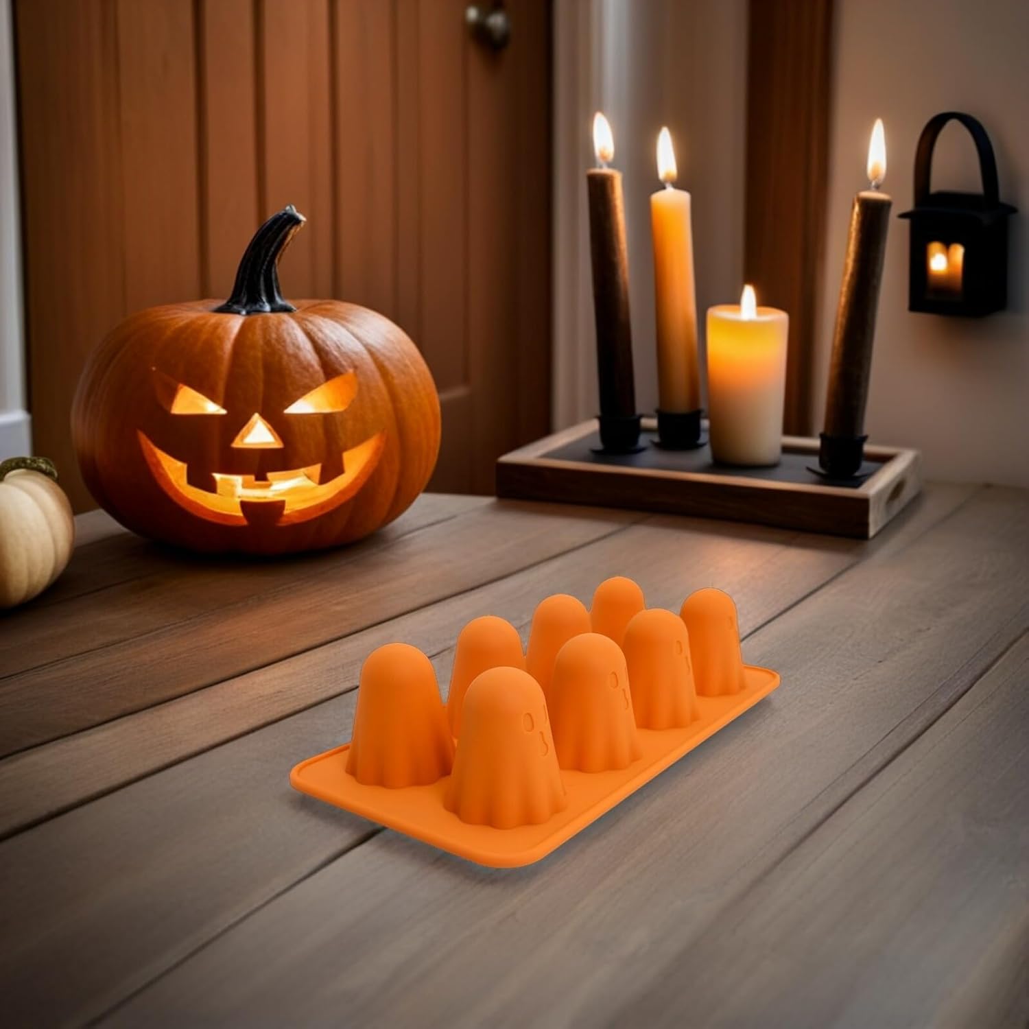 OSALADI Halloween Silicone Ghost Mold for Baking Candy Chocolate Fondant Pudding Tray, 3d Spooky Kitchen Mold for Halloween Baking Supplies and DIY Cake Decorating