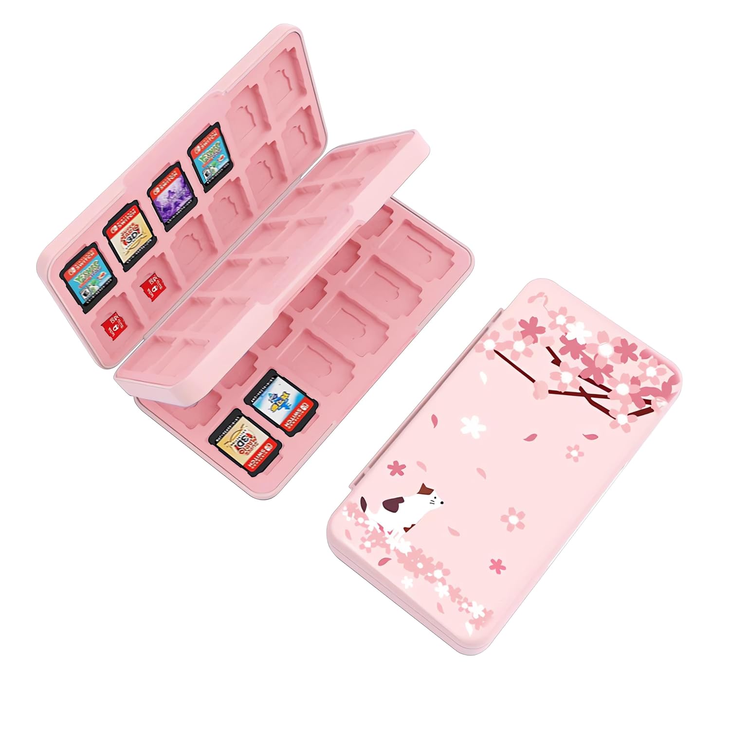 Switch Game Card Case, 24 Slots Card & 24 Slots Micro SD Card Storage Holder Box for NS Switch/Switch Lite/Switch OLED 2021, Hard Shell Protection and Durability, Slim and Portable Gaming Card Case