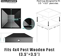 Vista 2 de Tapas de poste de 4 x 4 para postes de valla de madera de 3.5 x 3.5 pulgadas, a prueba de agua, a prueba de rayos UV, resistente a la intemperie