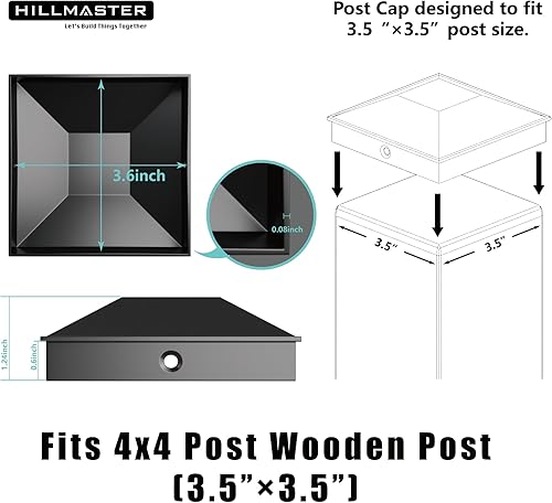 Miniatura 3 de Tapas de poste de 4 x 4 para postes de valla de madera de 3.5 x 3.5 pulgadas, a prueba de agua, a prueba de rayos UV, duradero, cubierta superior de
