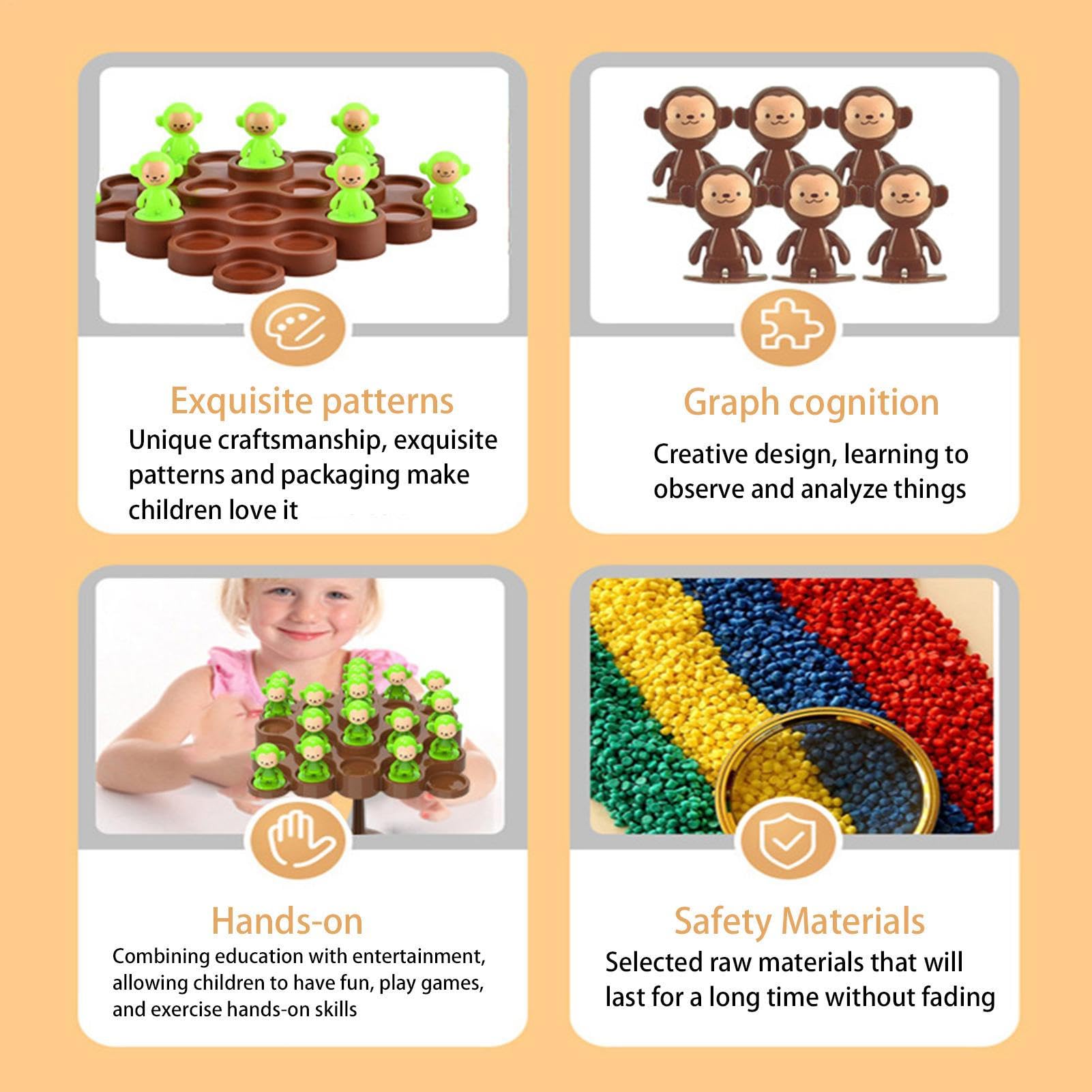 Juego de Equilibrio del Arbol de los Monos - Juegos Educativos y Juguetes de Apilar | Juego de Mesa Árbol del Equilibrio | Para Niños y Niñas Preescolares Guardería Fiestas Cumpleaños Noche Familiar y