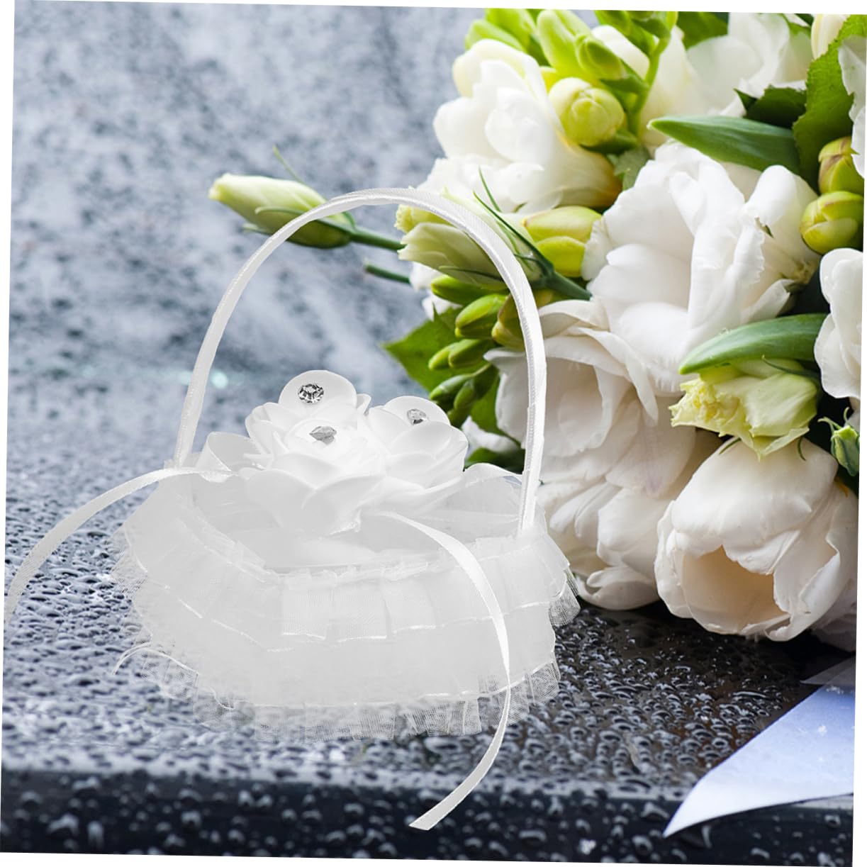 ABOOFAN 8pièces Coussin De Mariage Forme De Cœur avec Boîte à Anneaux Décorative Dentelle pour Cérémonies Idéale pour Décoration De Mariage Et Événements Spéciaux