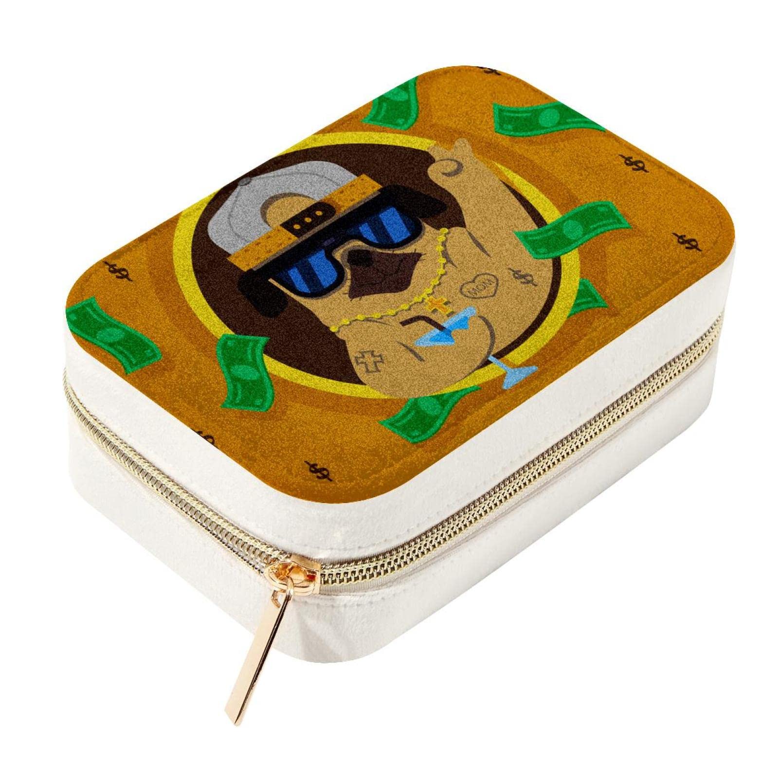 Boîte à bijoux portable carlin avec doublure velours anti-rayures