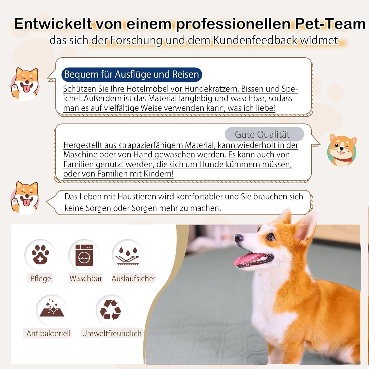 100% wasserdichte Hundedecke-Beidseitig verfügbar und weich Hundematte für großeund kleine Hunde,Schutz für Sofa & Bett& Auto - in der Waschmaschine waschbar (Grau, 137 * 208CM)