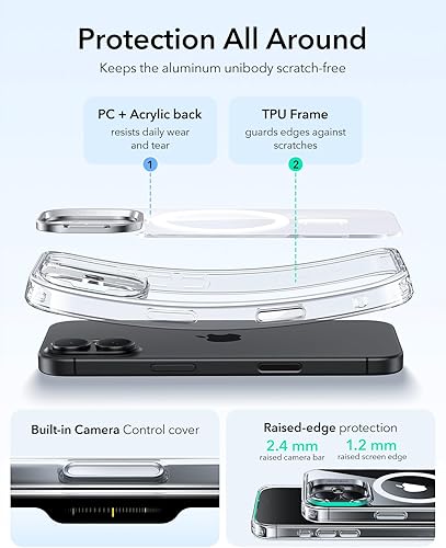 Vista 42 de ESR - Funda para iPhone 15 compatible con MagSafe, funda protectora de grado militar con soporte integrado, cubierta trasera resistente a