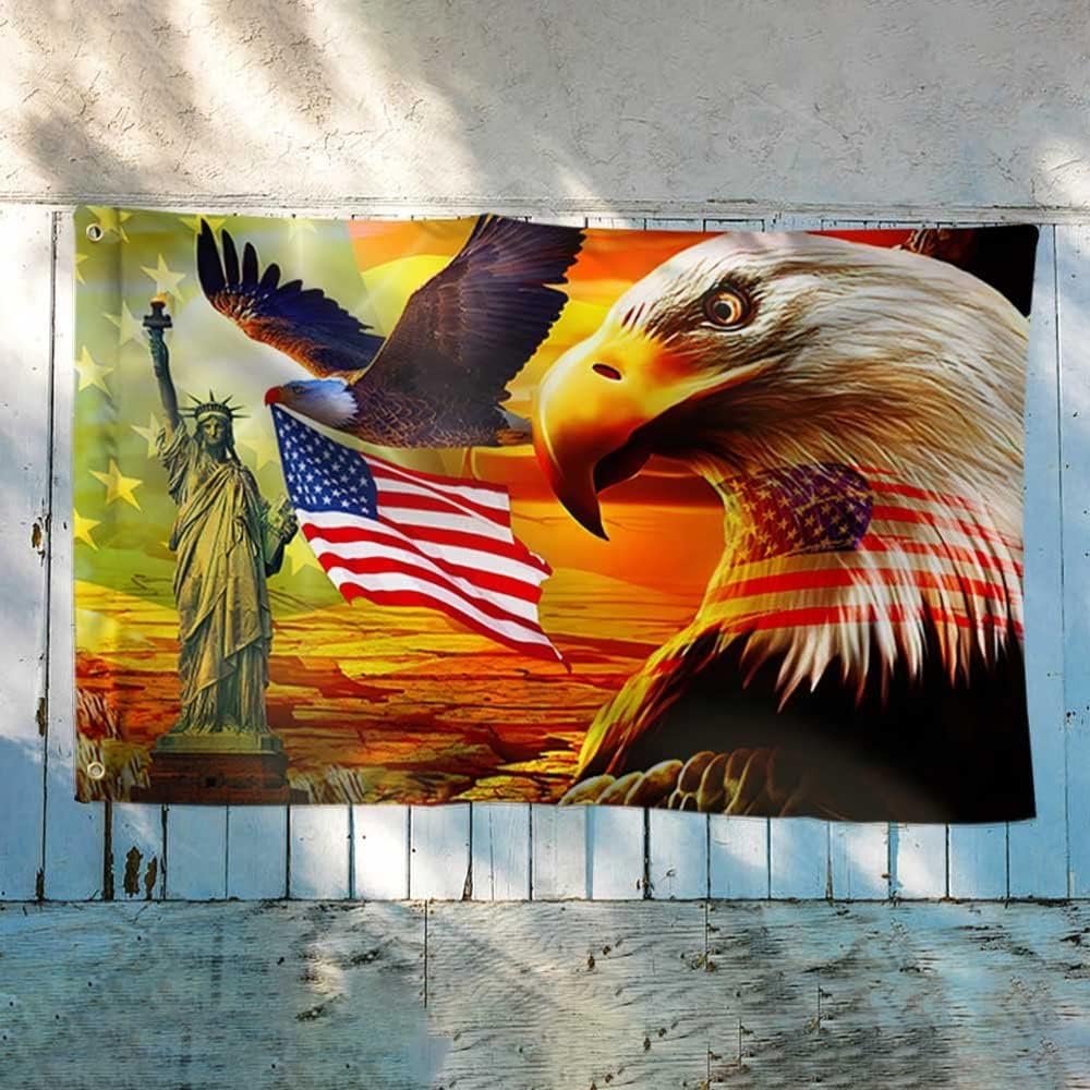 Patriothee American Pride Grommet Flag Eagle Sunset Freedom 4x6 Outdoor Double Sided Indoor/Outdoor Banner 4x6inch