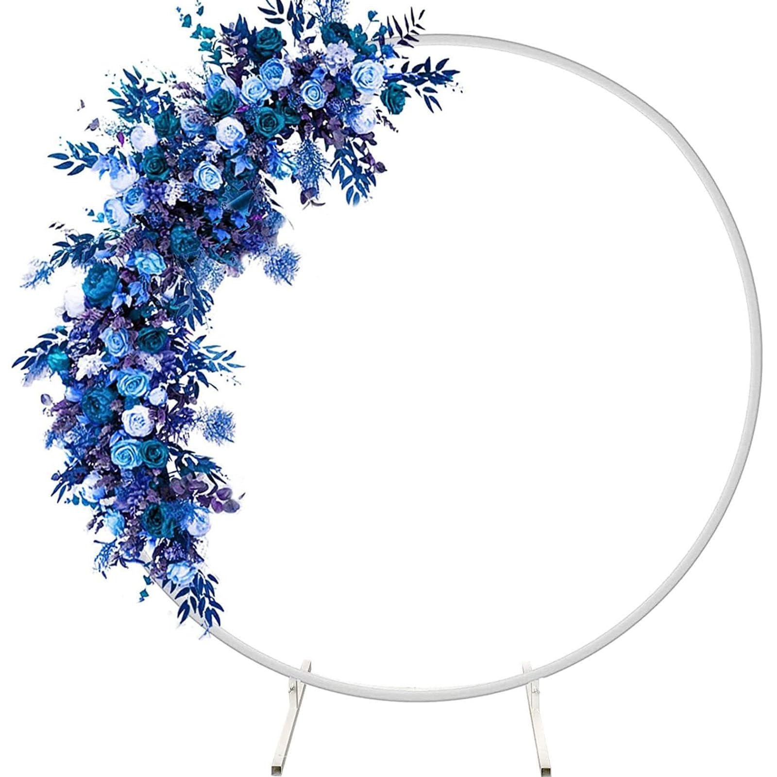 Kit de arco de globos para fiesta de cumpleaños Aniversario de compromiso de boda 1m-2.5m festival de navidad Soporte de fondo redondo con arco de guirnalda de globos kit,White-Diameter200cm/78in