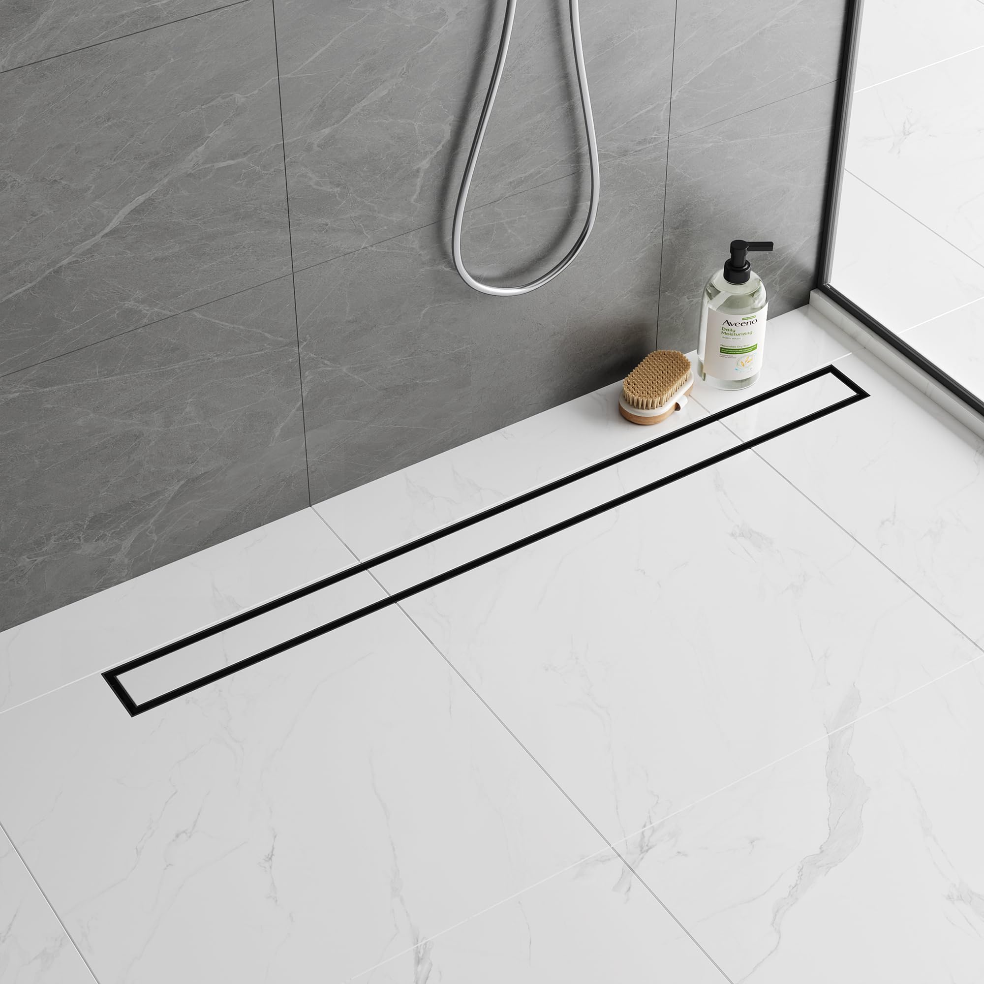BARONAGE 36-Inch Linear Shower Drain - Matte Black Stainless Steel, 2-in-1 Tile Insert Cover, Adjustable Feet - View #7