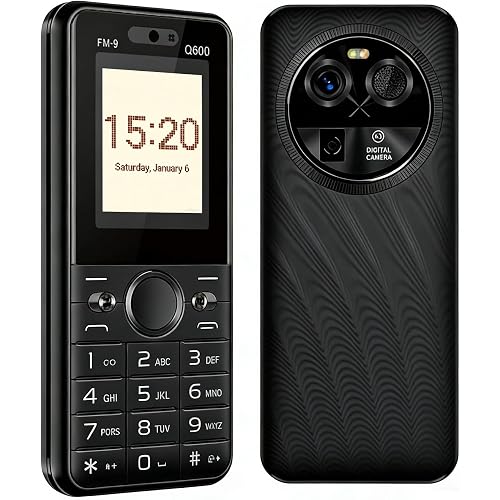 Senior-Friendly Cell Phone with 1.77 Inch Display, SC6531 Chip, 32MB+32MB Memory, Dual SIM & 32GB Expandable Storage, Multi-Language Support, 1800mAh Battery & USB-C Charging (Q600-Black)