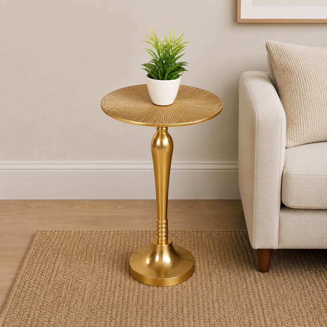 Decor de Maison Brings Handcrafted The Carla Side Table in Metal|Bed or SOFE Side Tables | End Table for Living Room, Bedroom, Office, Home Decor, Coffee Table (19 Inch Height) in Gold-picture-11