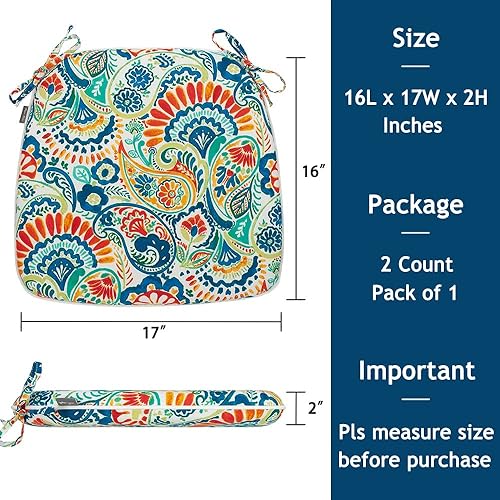 Miniatura 10 de Magpie Fabrics Cojines de silla en forma de U de 17 x 16 x 2 pulgadas con lazos, 2 unidades, para interiores y exteriores, impermeables, para todo