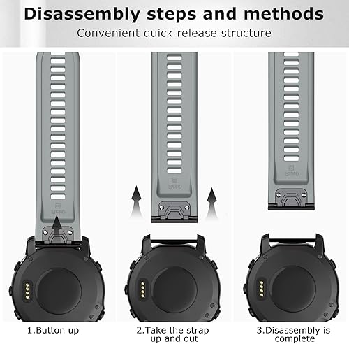 Miniatura 9 de Compatible con Garmin Fenix 7 Band, correa de silicona deportiva de 0.866 pulgadas de fácil ajuste para reloj inteligente Fenix 5Fenix 5 PlusFenix