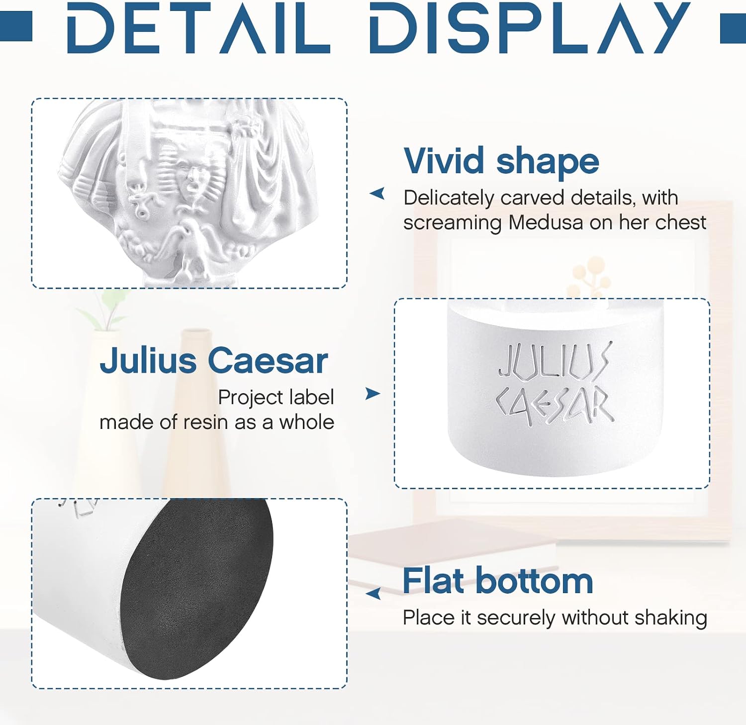 Jecery Ides of March Pencil Holder Julius Caesar Ides of March Pen and Pencil Holder Resin Julius Caesar Funny Bust Statue Pen for Desk Teacher Office Organizers Gift Decor